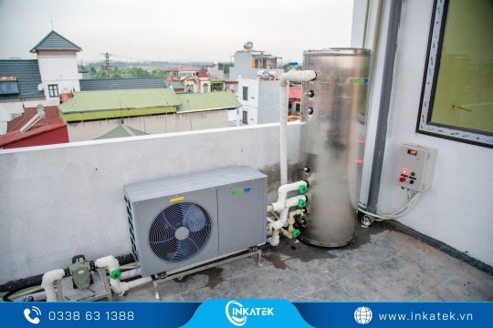 Công trình lắp đặt máy nước nóng trung tâm Heat Pump cho gia đình tại Gia Lâm, Hà Nội